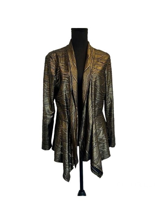 Frank Lyman Design Jackets & Blazers - FRANK Lyman gold bronze metallic asymmetrical open front jacket Sz 12 NWOT